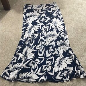 Talbots Blue and White A-Line Maxi Skirt Resort Wear